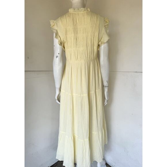 Ba&sh Maxi "lady" Dress Pale Yellow Smocked sz 2 US size M - Picture 6 of 8